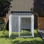Caseta de perros con corral acero galvanizado 165x455x181 cm