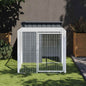 Gallinero con corral acero galvanizado gris 110x1017x110 cm