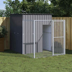 Caseta de perros con corral acero galvanizado 165x455x181 cm