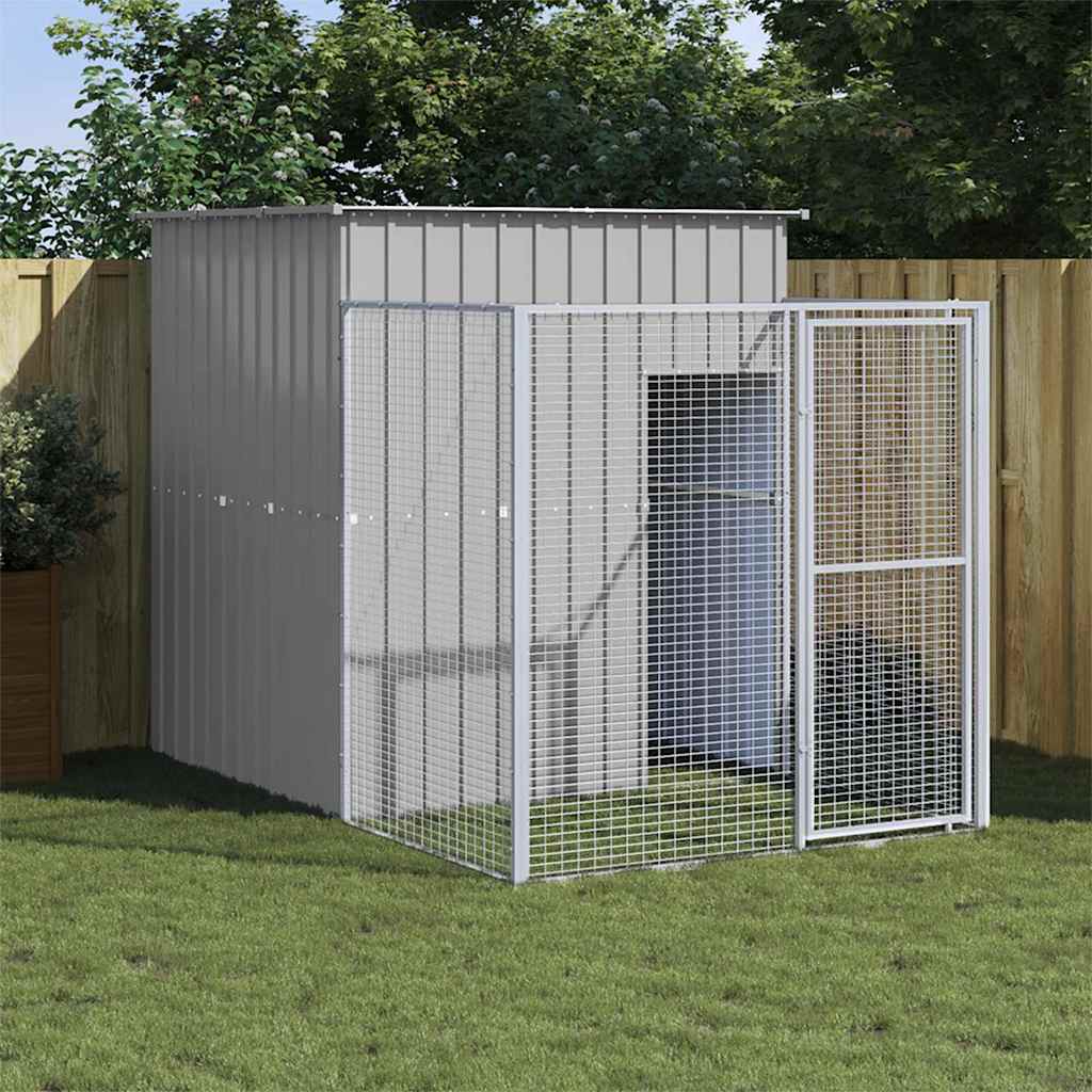 Caseta de perros con corral acero galvanizado 165x455x181 cm