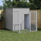 Caseta de perros con corral acero galvanizado 165x455x181 cm