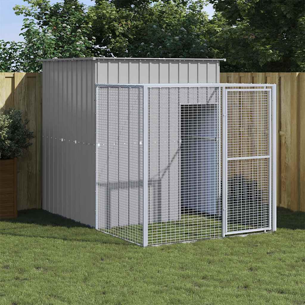 Gallinero con corral acero galvanizado gris 110x1017x110 cm
