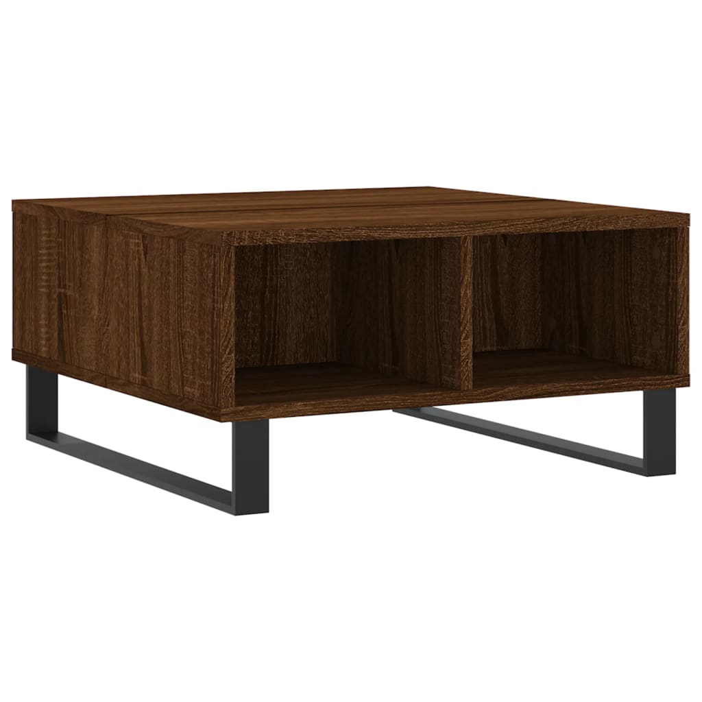 Mesa de centro madera de ingeniería roble marrón 60x60x30 cm