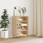 Aparador alto madera de ingeniería roble marrón 69,5x31x115 cm