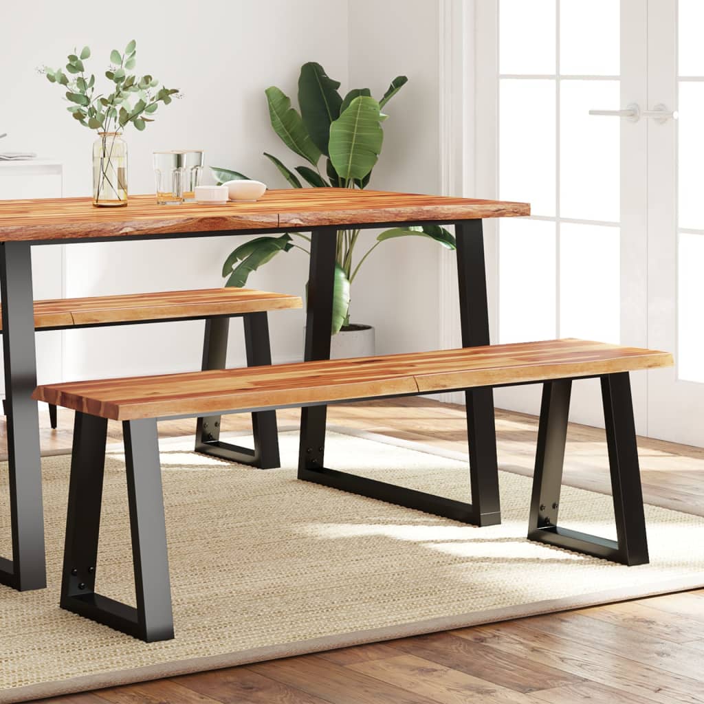 Banco con borde vivo madera maciza de acacia 110 cm