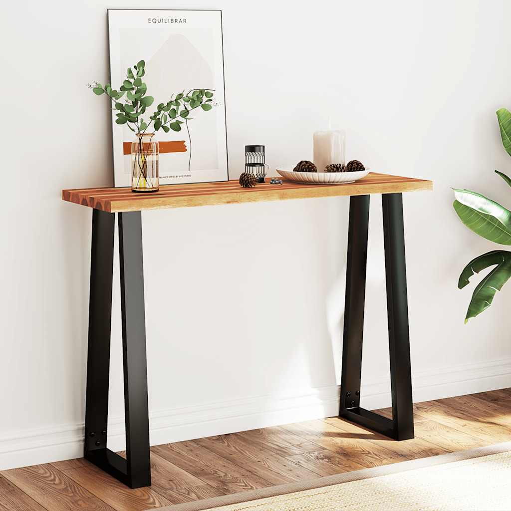 Mesa consola con borde vivo madera maciza acacia 110x35x80 cm