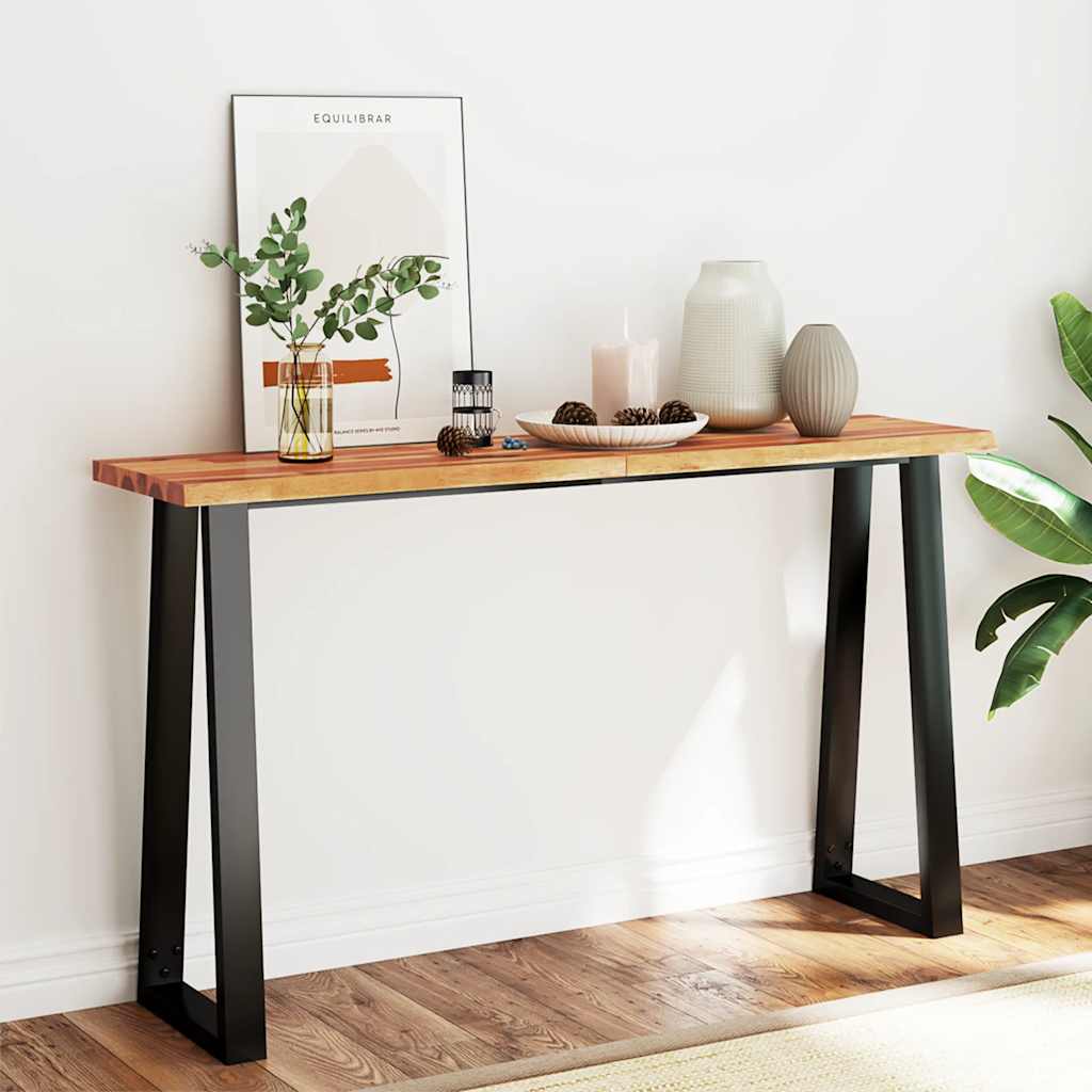 Console table with live edge solid acacia wood 110x35x80 cm