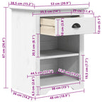 Mesita de noche BODO madera maciza de pino blanco 53x38,5x67 cm