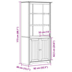 Librería BODO madera maciza de pino blanco 82x40x173 cm