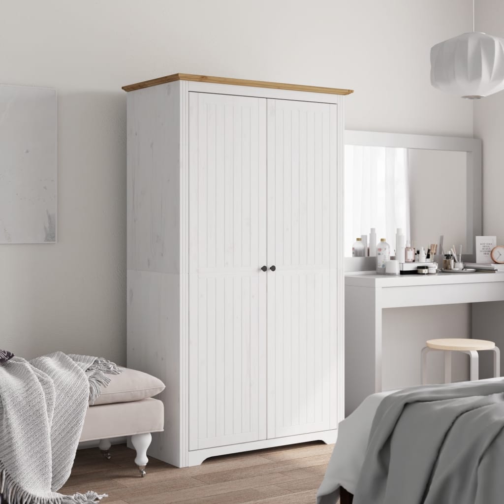 Armario BODO madera maciza de pino blanco 146x53,5x173 cm
