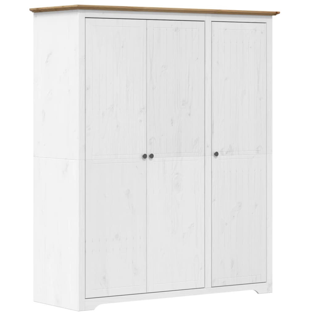 Armario BODO madera maciza pino blanco y marrón 146x53,5x173 cm