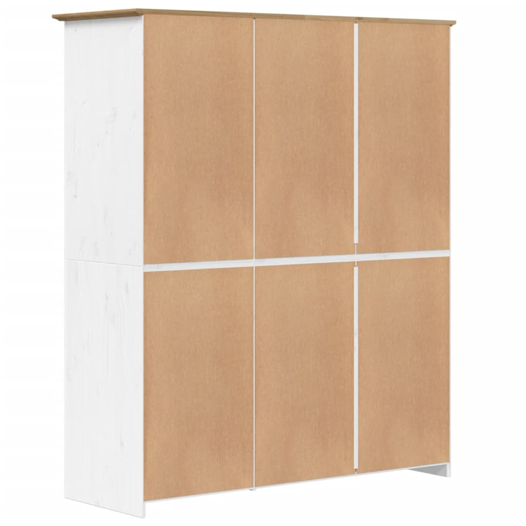 Armario BODO madera maciza pino blanco y marrón 146x53,5x173 cm
