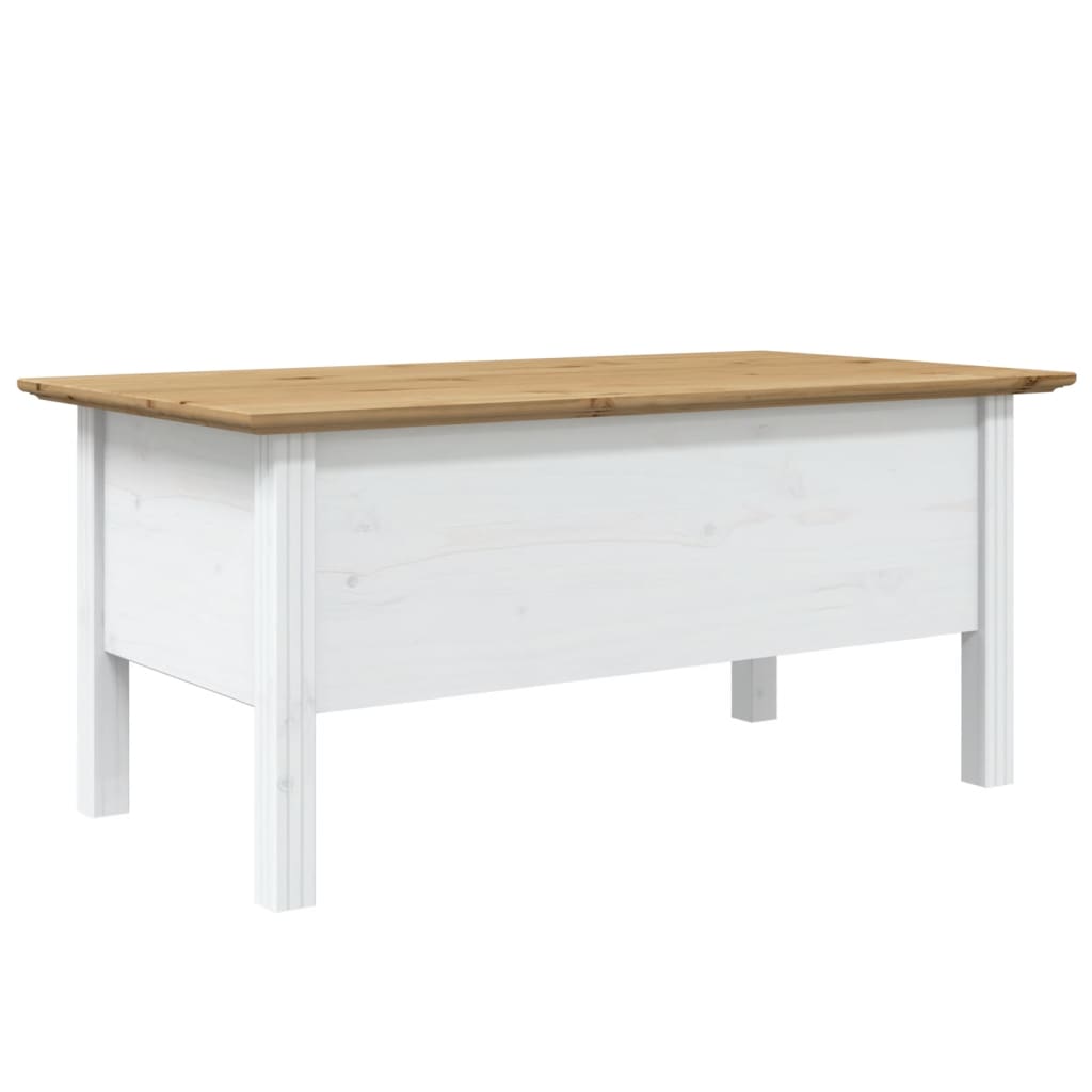 Mesa de centro BODO madera de pino blanco y marrón 100x55x46 cm