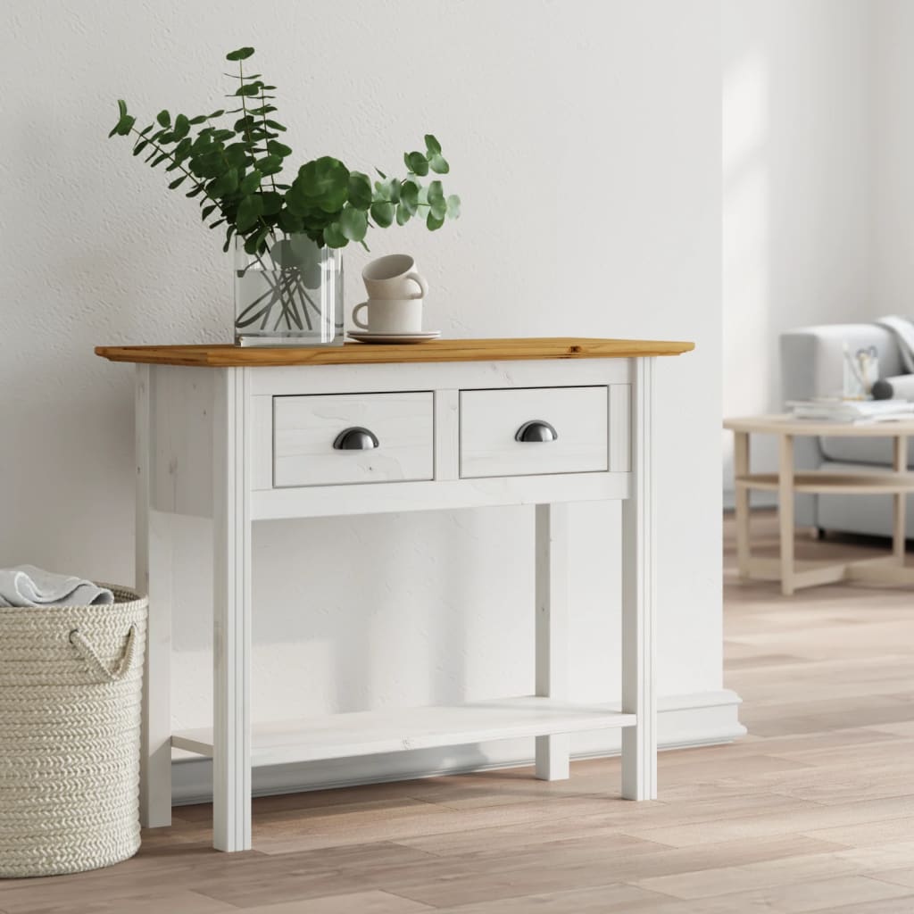 Mesa consola BODO madera maciza de pino blanco 91x35x74 cm
