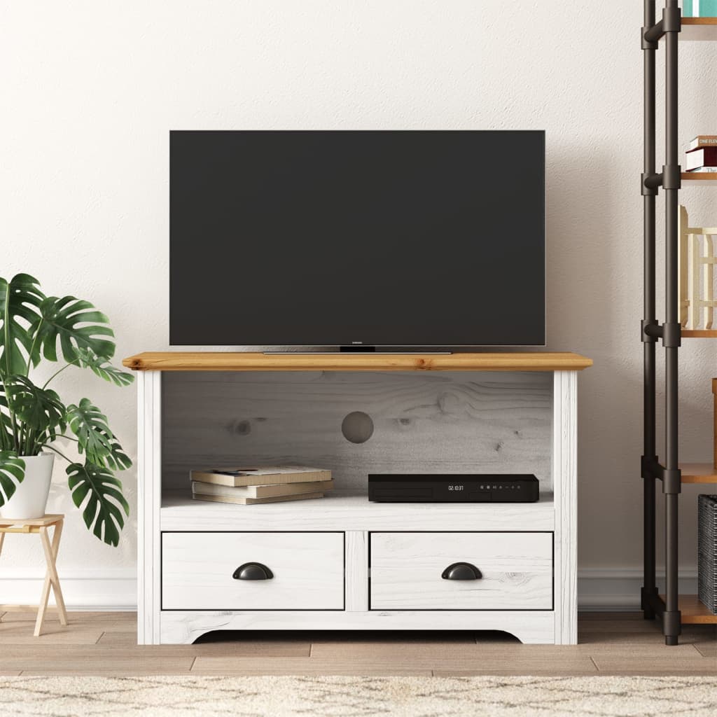 TV unit with 2 drawers BODO brown pine wood 91.5x44.5x56 cm