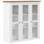 Armario con puertas de vidrio BODO madera de pino blanco marrón