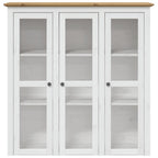 Armario con puertas de vidrio BODO madera de pino blanco marrón
