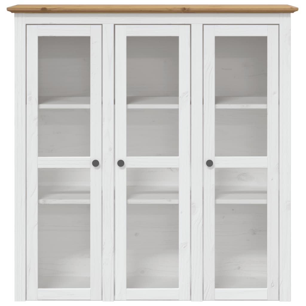 Armario con puertas de vidrio BODO madera de pino blanco marrón