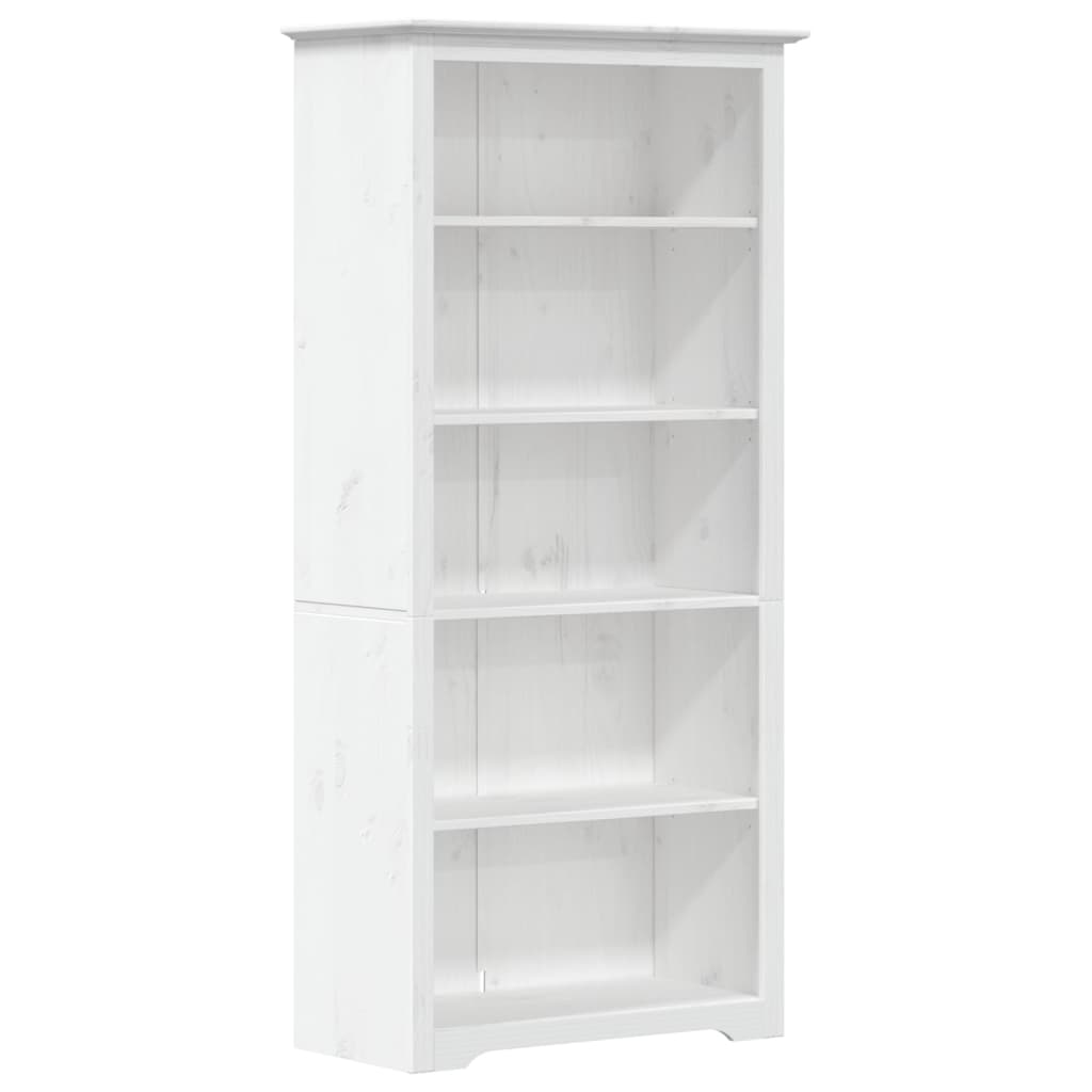 Librería BODO 5 estantes madera maciza pino blanco 82x40x173 cm