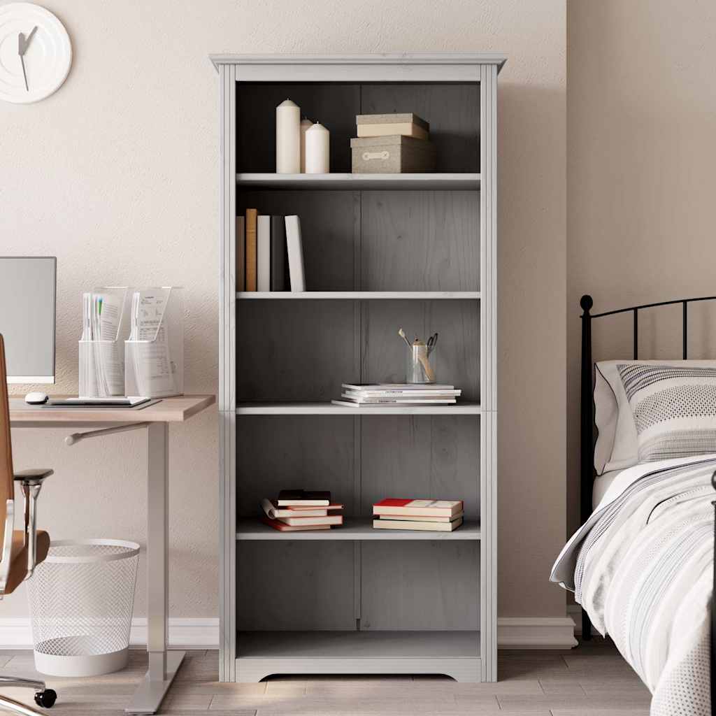BODO 5-shelf solid pine wood bookcase white 82x40x173 cm