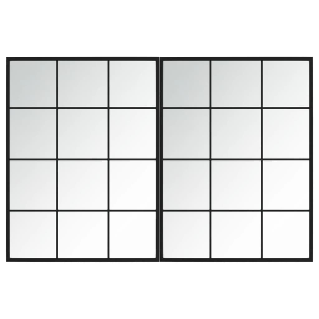 Espejos de pared 2 uds metal negro 80x60 cm