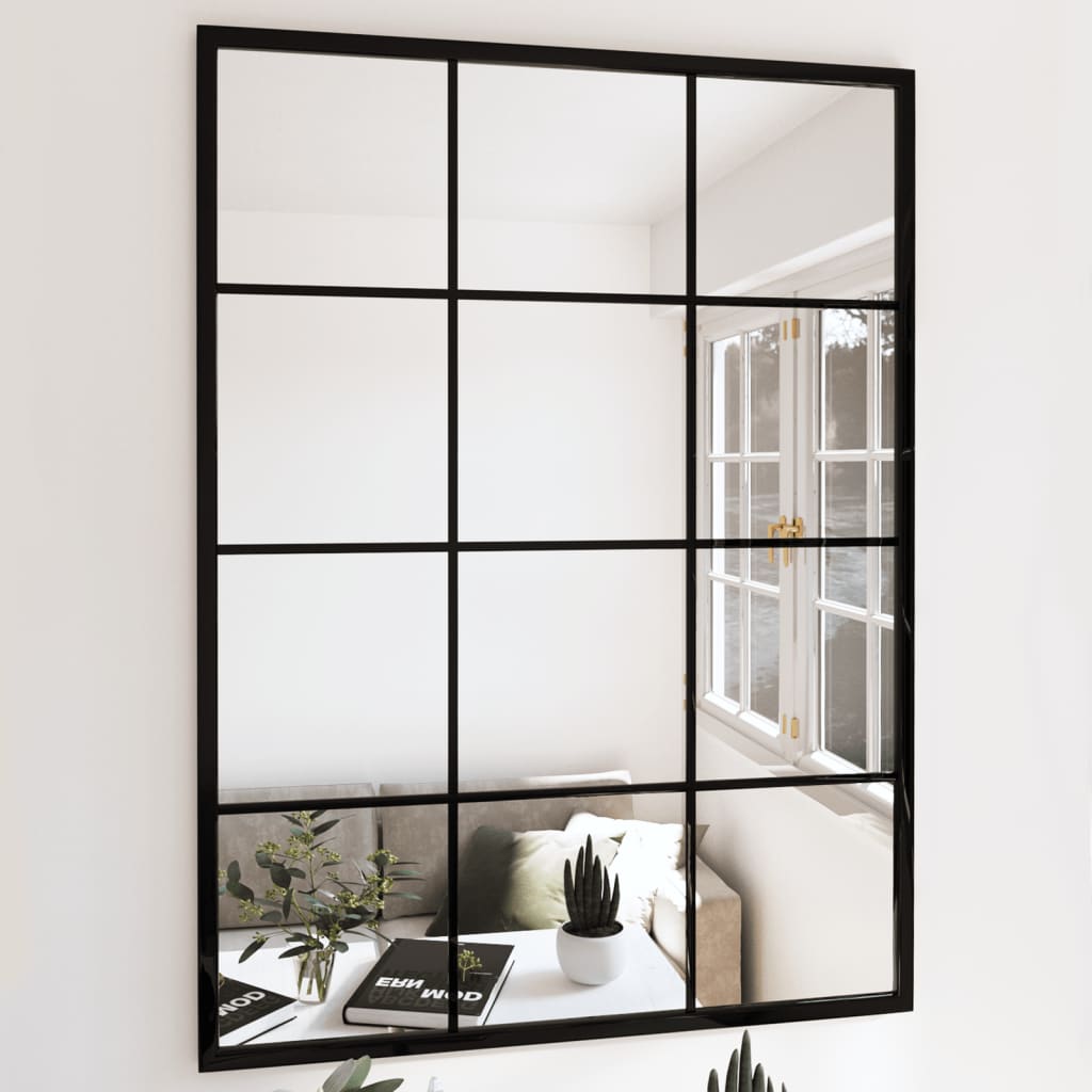 Espejos de pared 2 uds metal negro 100x40 cm