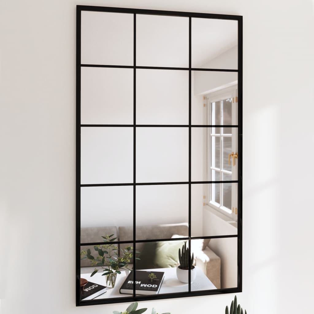 Espejos de pared 2 uds metal negro 100x40 cm