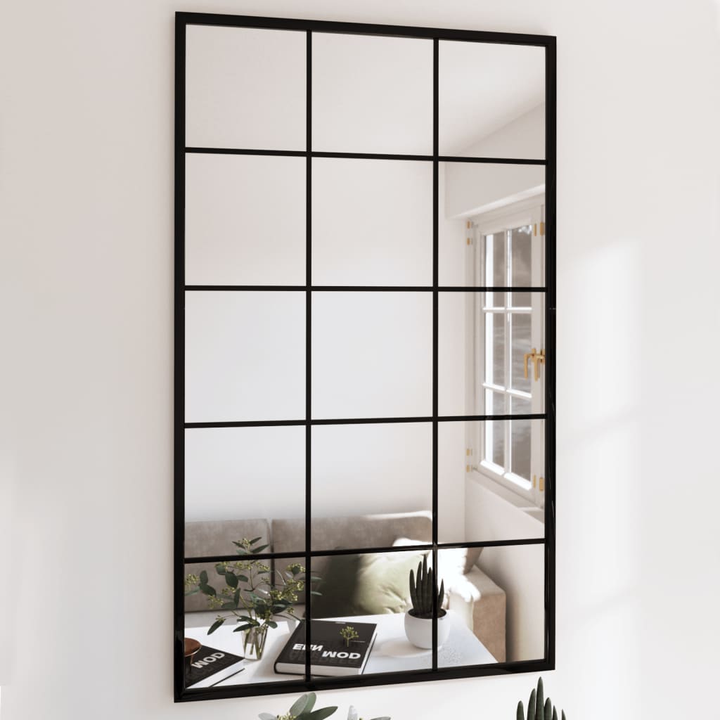 Espejos de pared 2 uds metal negro 100x40 cm