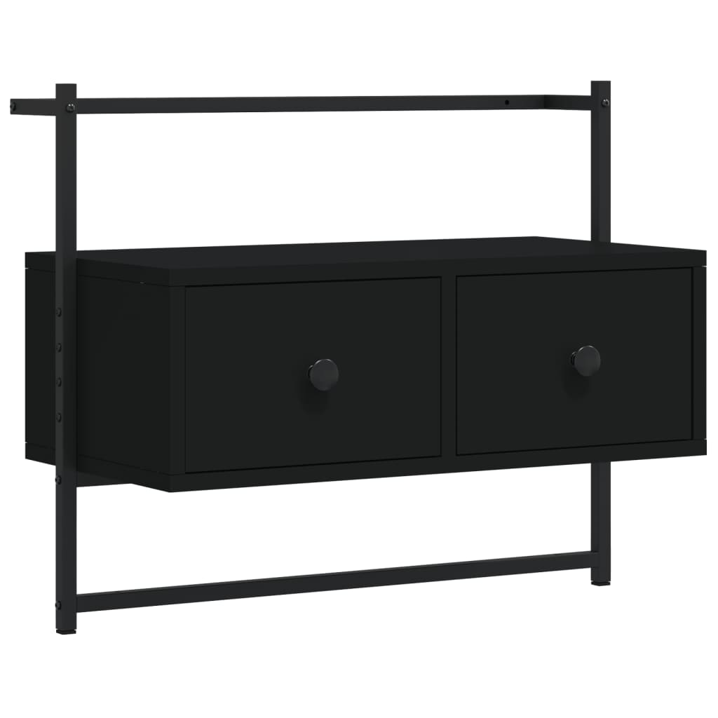 Mueble de TV de pared madera ingeniería negro 60,5x30x51 cm