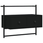Mueble de TV de pared madera ingeniería negro 60,5x30x51 cm