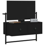 Mueble de TV de pared madera ingeniería negro 60,5x30x51 cm