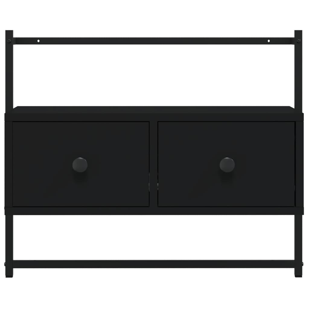 Mueble de TV de pared madera ingeniería negro 60,5x30x51 cm