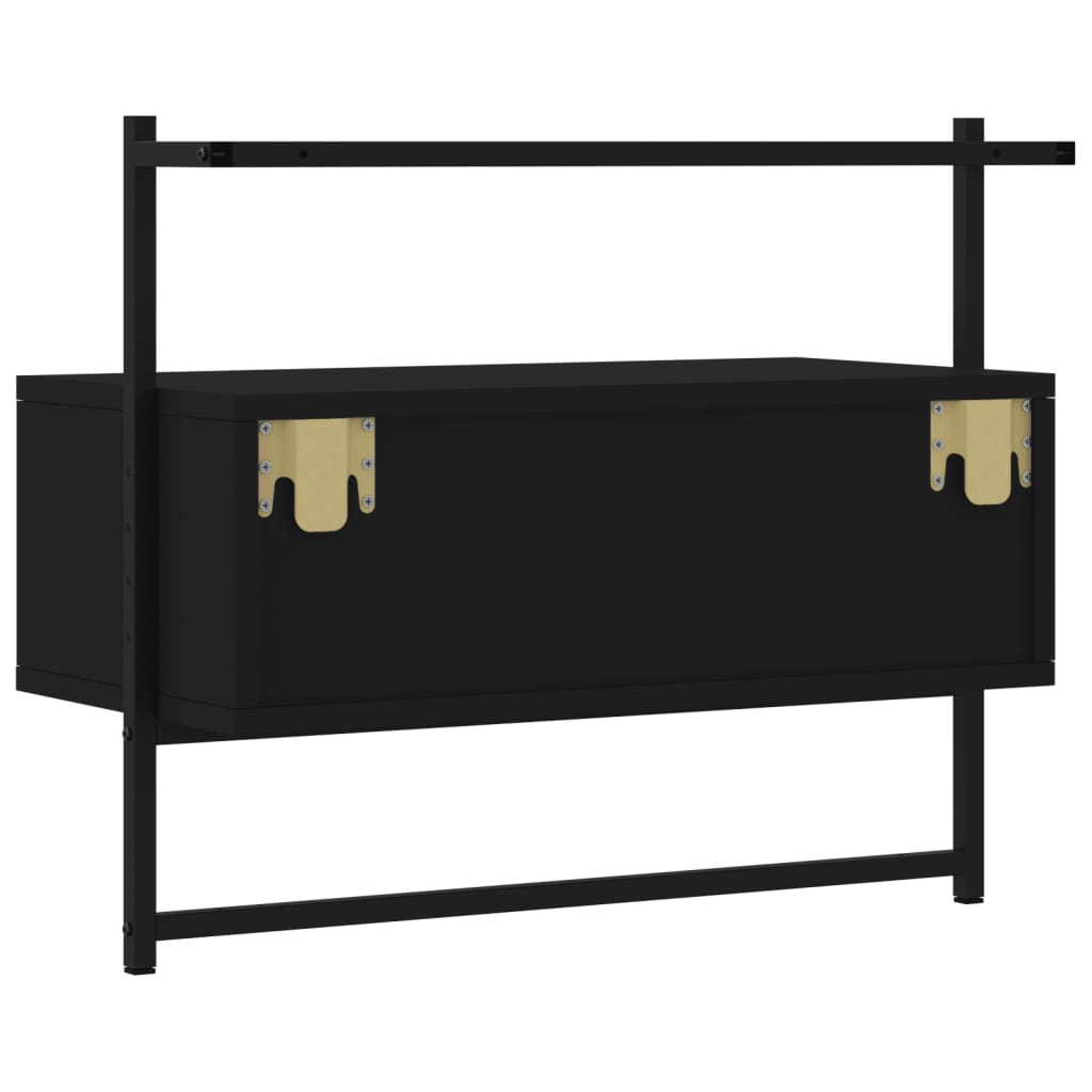 Mueble de TV de pared madera ingeniería negro 60,5x30x51 cm