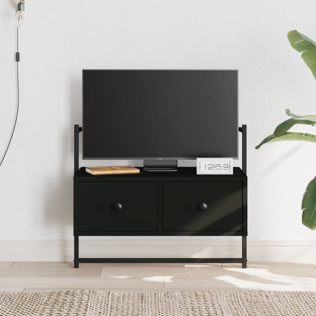 Mueble de TV de pared madera ingeniería negro 60,5x30x51 cm