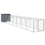 Caseta perros con corral acero galvanizado gris 110x813x110 cm
