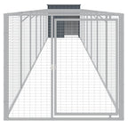 Caseta perros con corral acero galvanizado gris 110x813x110 cm