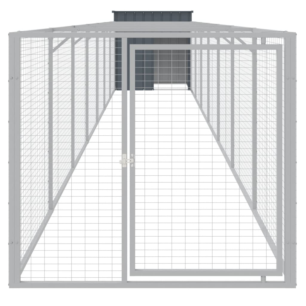 Caseta perros con corral acero galvanizado gris 110x813x110 cm