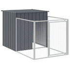 Caseta perros con corral acero galvanizado gris 110x813x110 cm