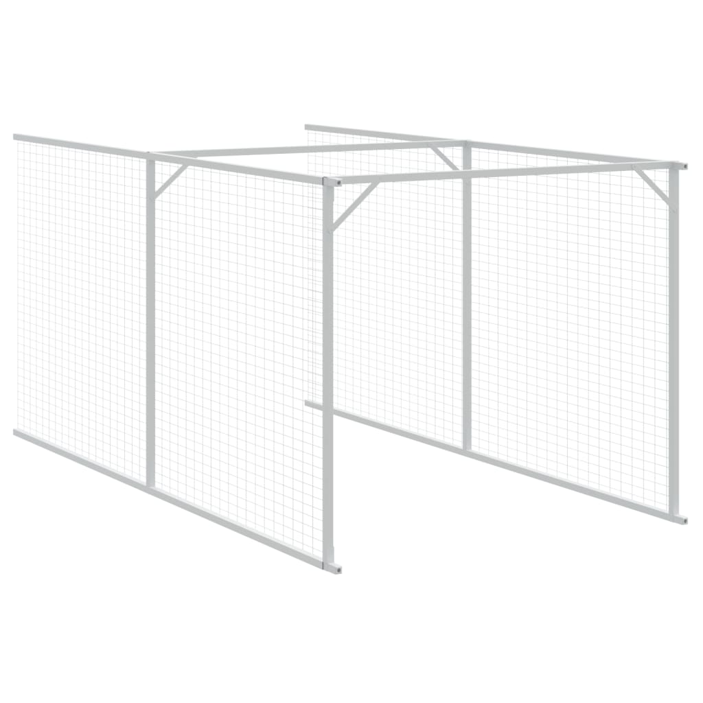 Caseta perros con corral acero galvanizado gris 110x813x110 cm