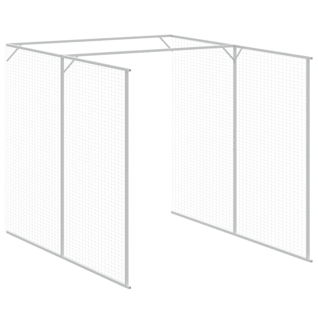 Caseta de perros con corral acero galvanizado 165x455x181 cm