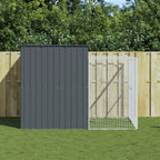 Caseta de perros con corral acero galvanizado 165x455x181 cm