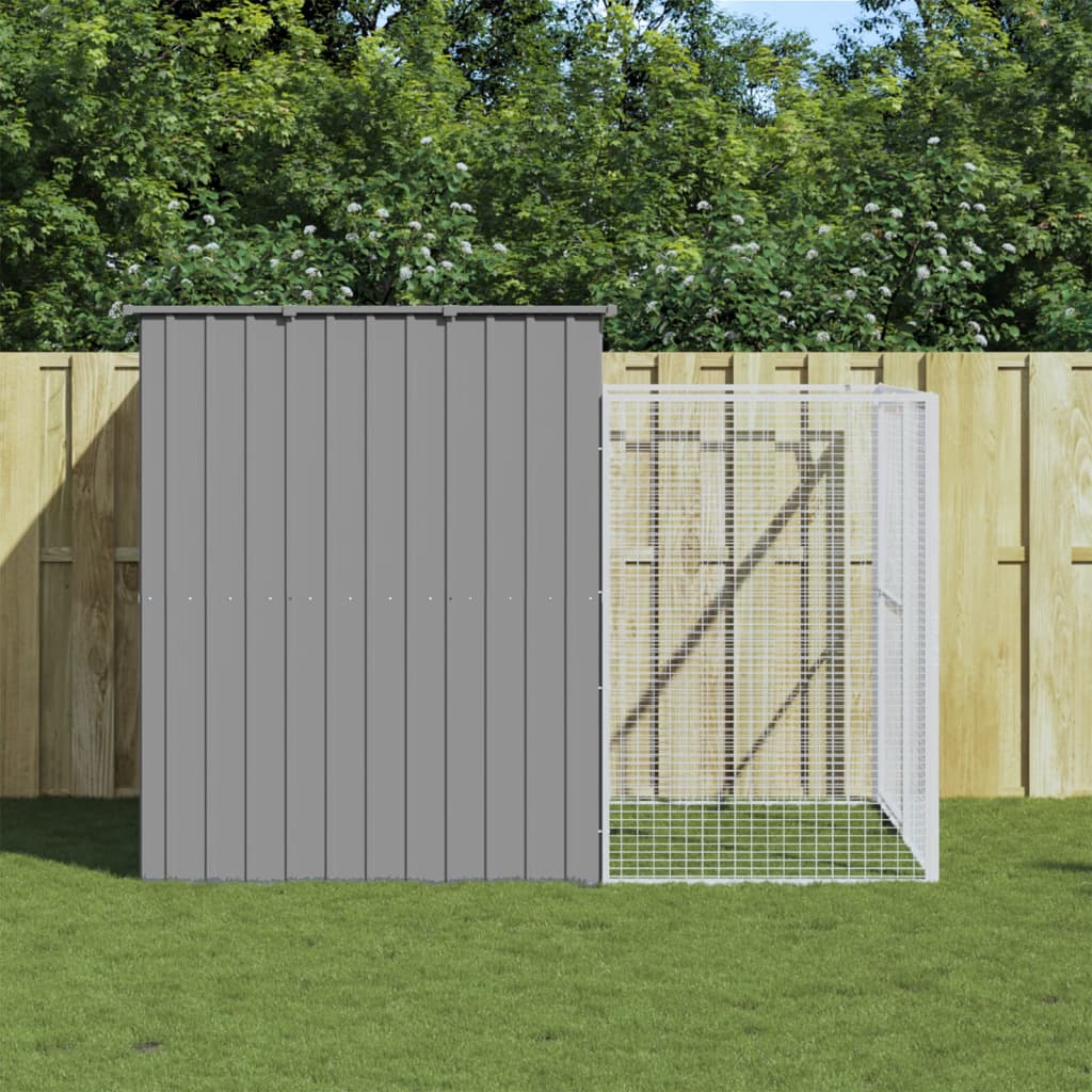 Caseta de perros con corral acero galvanizado 165x455x181 cm