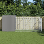 Caseta de perros con corral acero galvanizado 165x455x181 cm