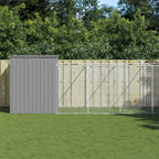 Caseta de perros con corral acero galvanizado 165x455x181 cm