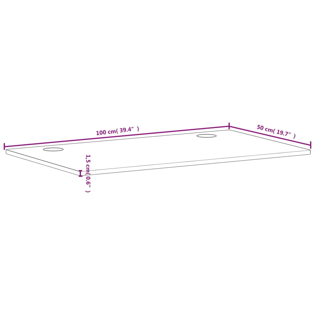 Tablero de escritorio madera maciza de haya 100x50x1,5 cm