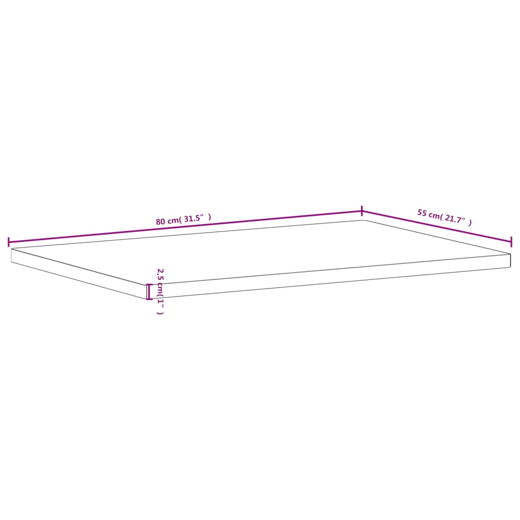 Tablero de escritorio madera maciza de haya 80x55x2,5 cm