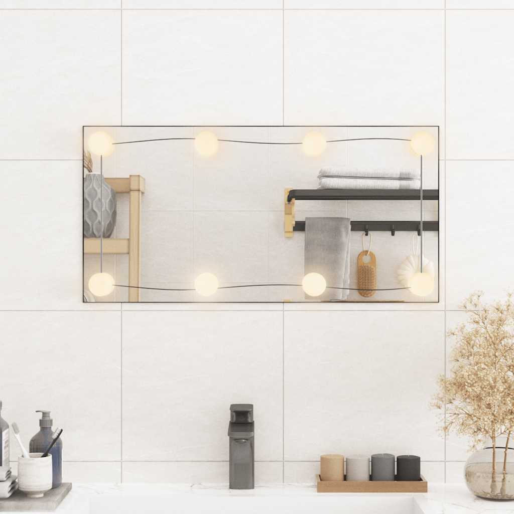 Espejo de pared con luces LED vidrio rectangular 30x60 cm