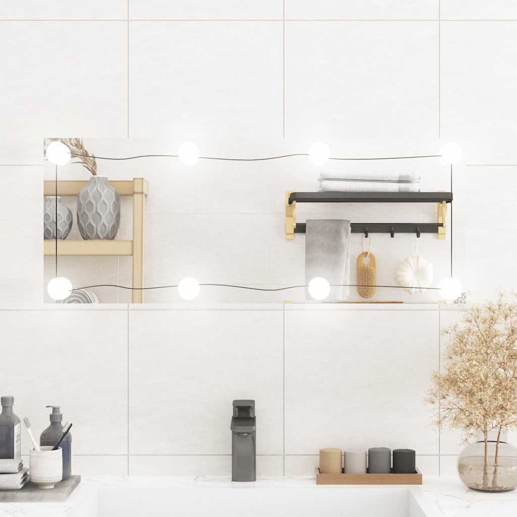 Espejo de pared con luces LED vidrio rectangular 30x60 cm