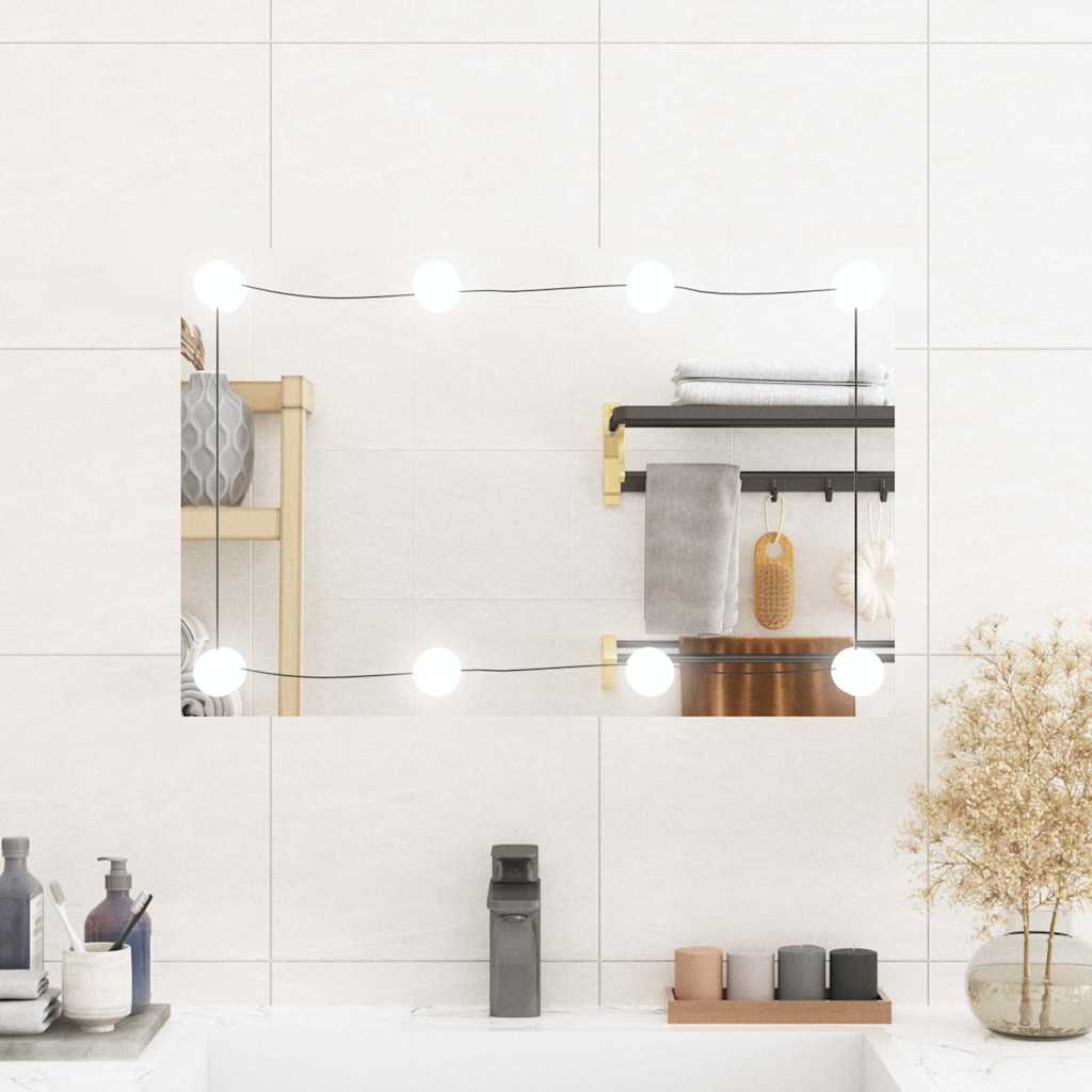 Espejo de pared con luces LED vidrio rectangular 30x60 cm