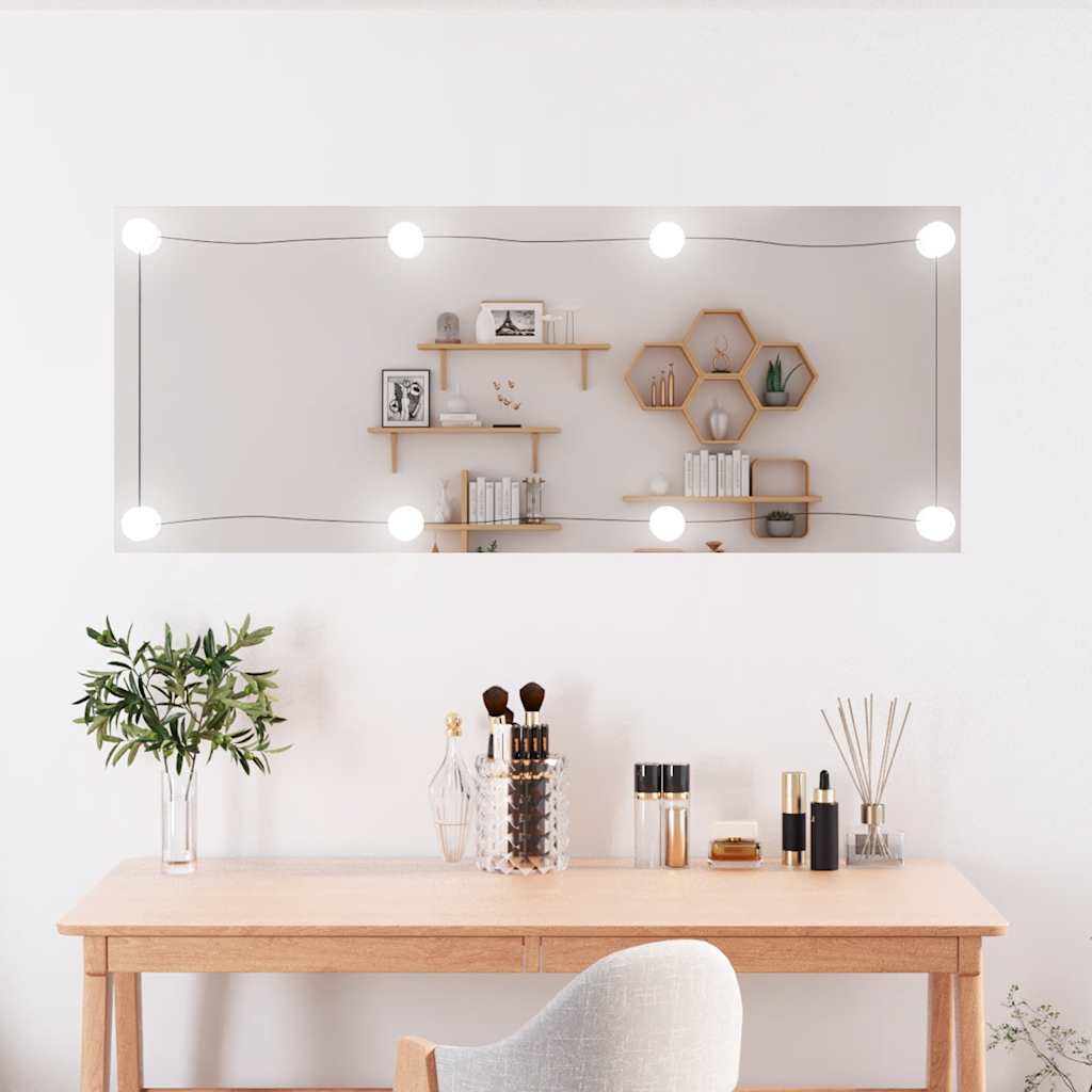 Espejo de pared con luces LED vidrio rectangular 30x60 cm